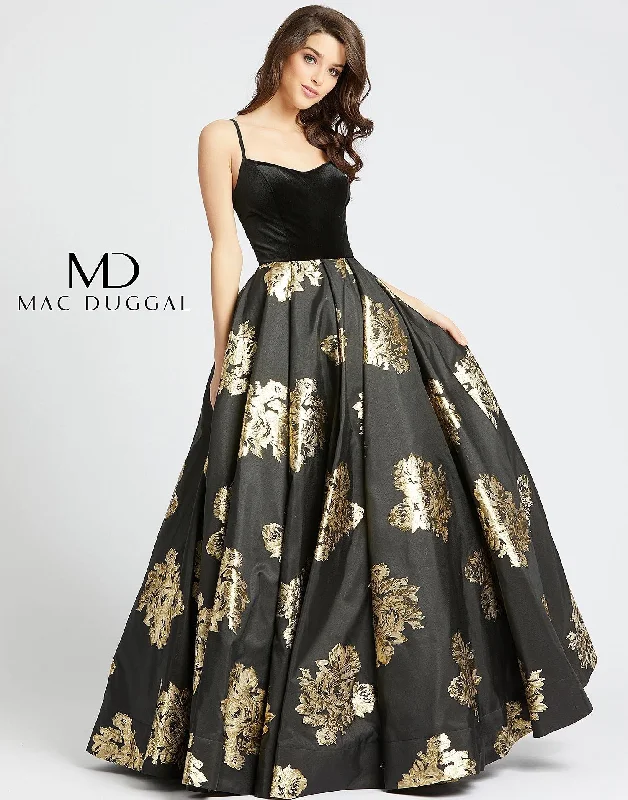 Mac Duggal 25955 Long Spaghetti Strap Ball Gown