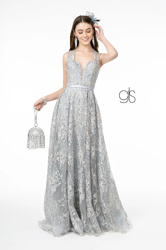 Lace Embellished A-Line Long Prom Dress