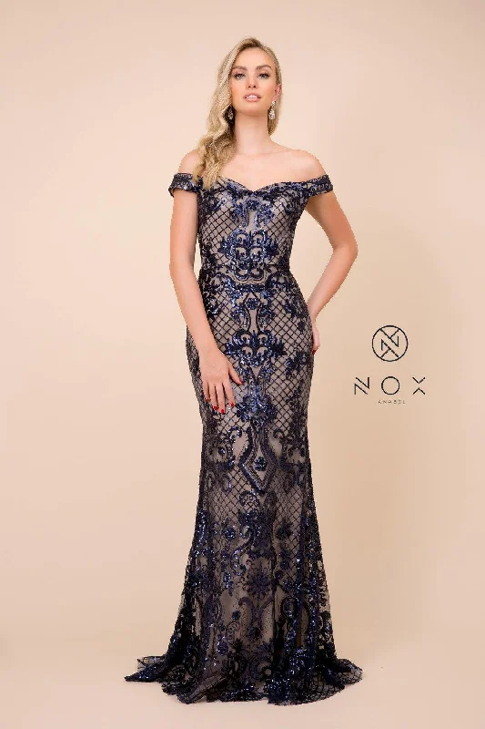 Sequin Embroidered Long Formal Prom Dress