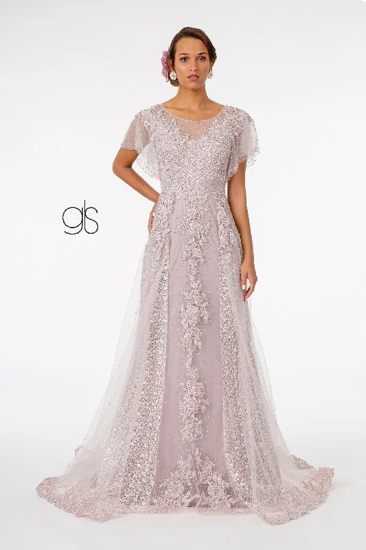 Layered Embroidered A-Line Long Prom Dress