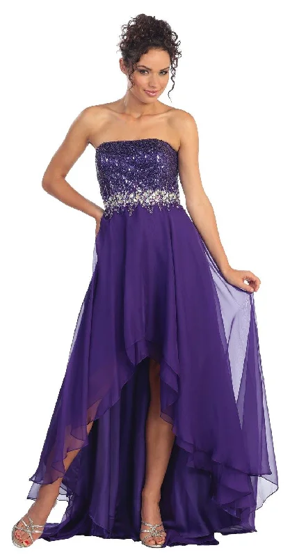 Strapless Chiffon High-Low Prom Dress