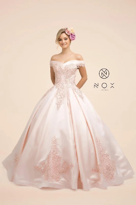 Lace Applique Ball Gown Long Prom Dress