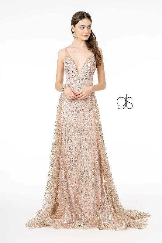 Glitter Sequin Mesh A-Line Prom Dress