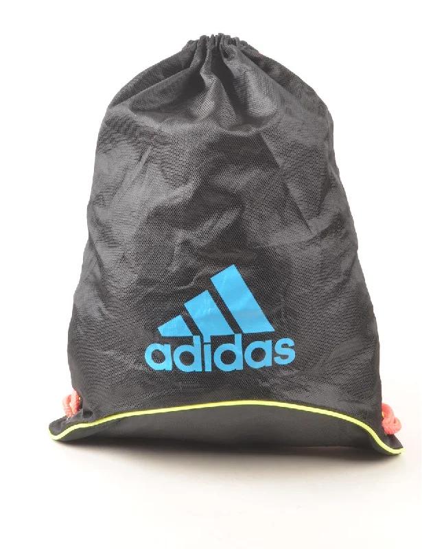 Black, Blue & Pink Adidas Drawstring Backpack - L