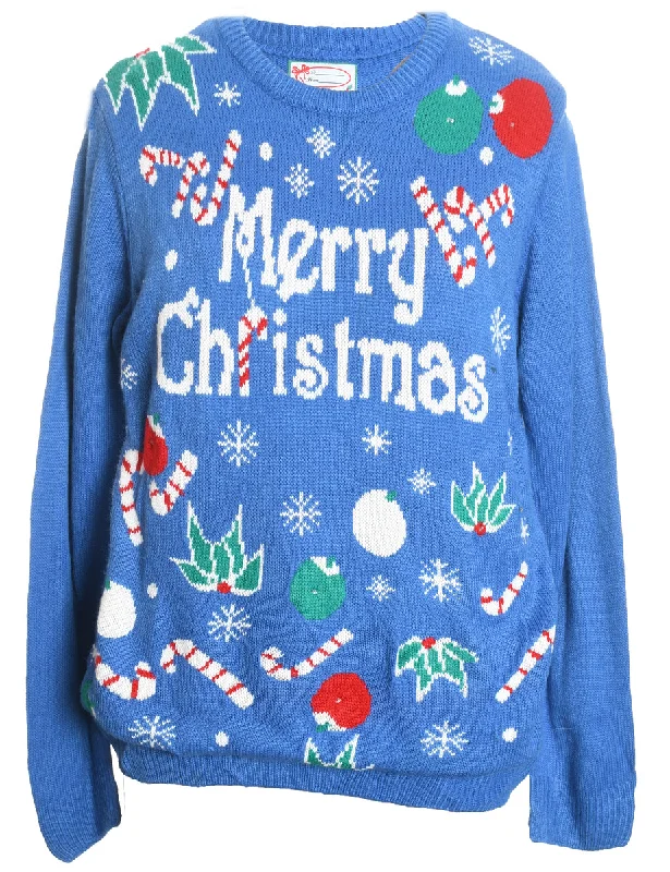 Blue Christmas Jumper - L