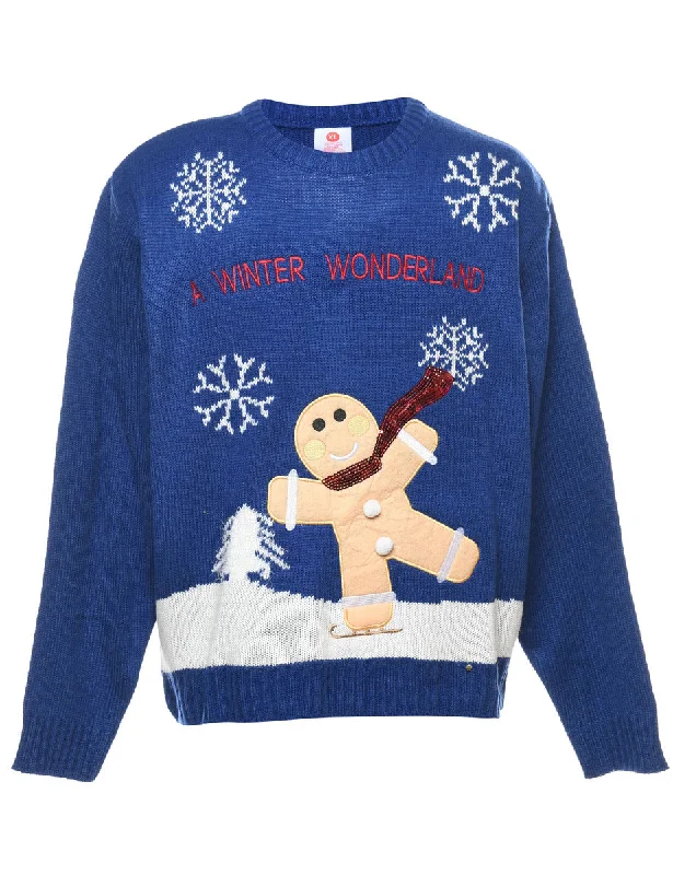 Blue Christmas Jumper - XL