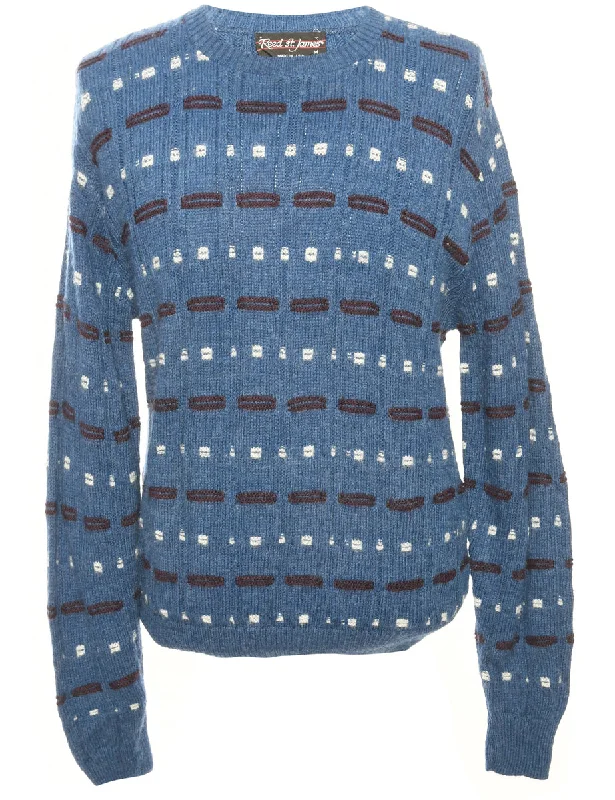 Blue Patterned Jumper - M