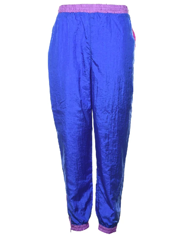 Blue & Pink 1980s Track Pants - W32 L31