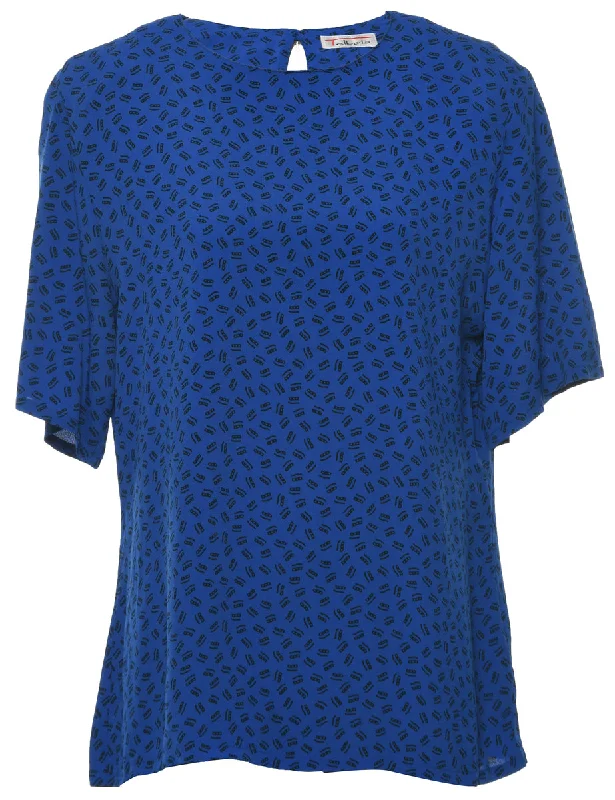 Blue Printed Top - L