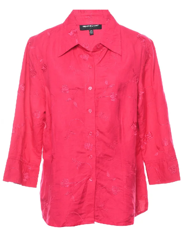 Briggs Pink Embroidered Shirt - XL