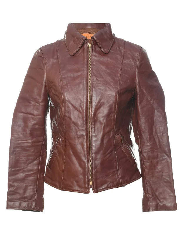 Dark Brown Leather Jacket - S