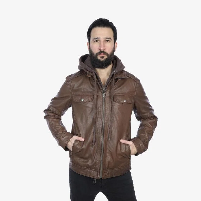 Leather Jacket With Hood