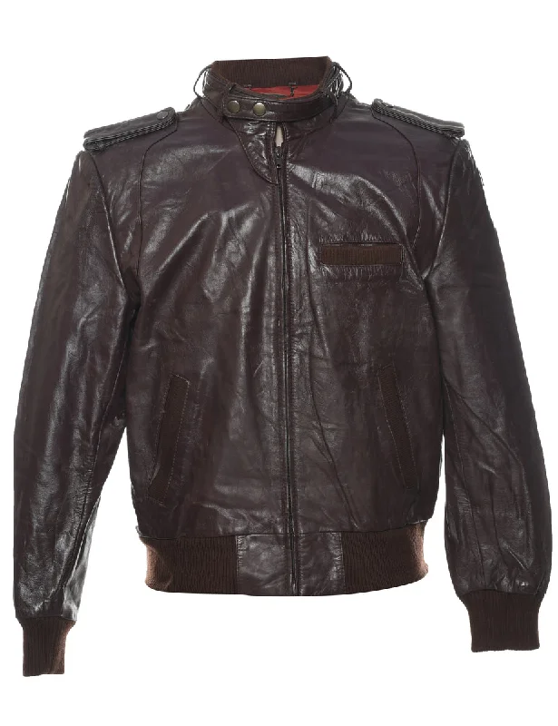 Maroon Leather Jacket - M