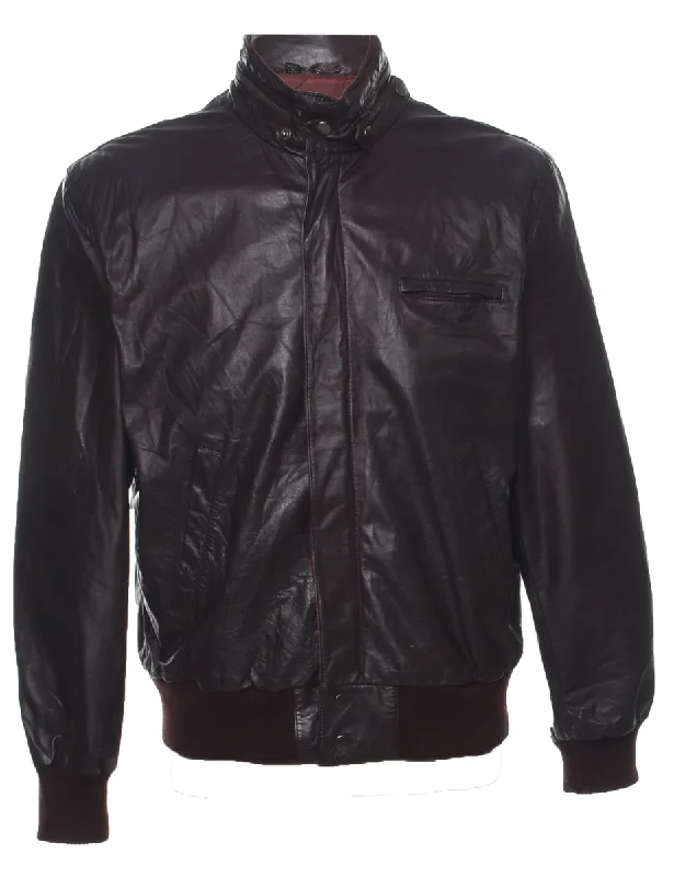 Maroon Leather Jacket - XL