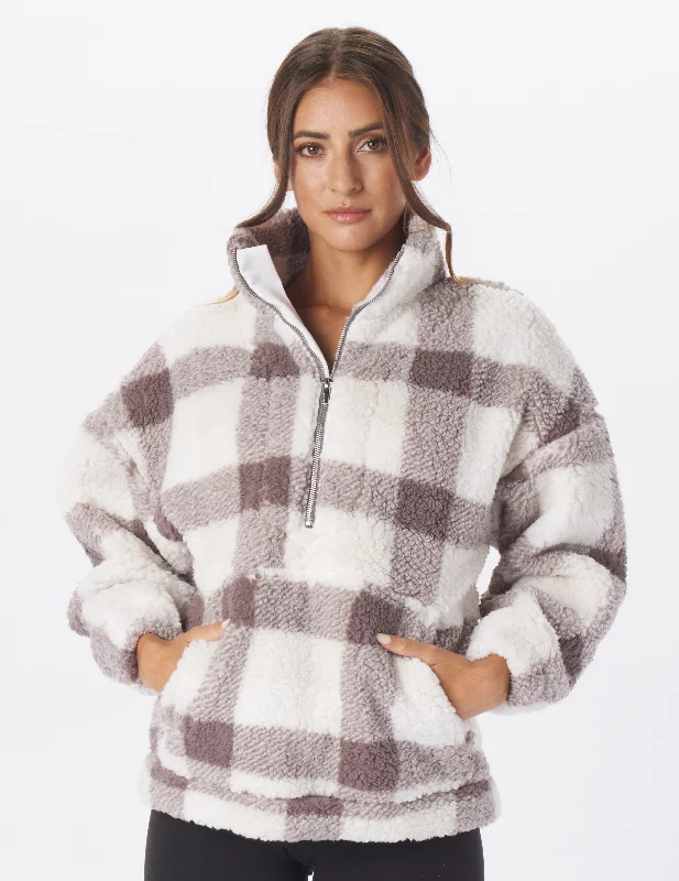 Sherpa Quarter Zip: Silver Fog Window Plaid