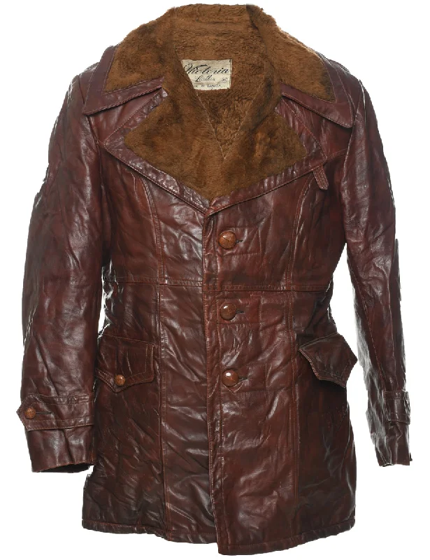 Single Breasted Leather Jacket - L