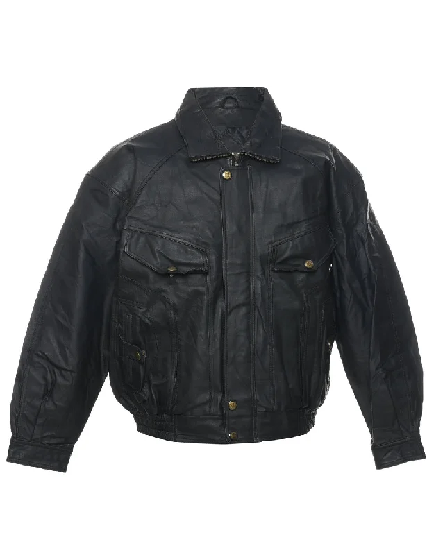 Zip Front Leather Jacket - XL