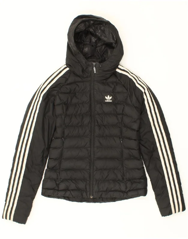 ADIDAS Womens Hooded Padded Jacket UK 6 XS Black Polyester