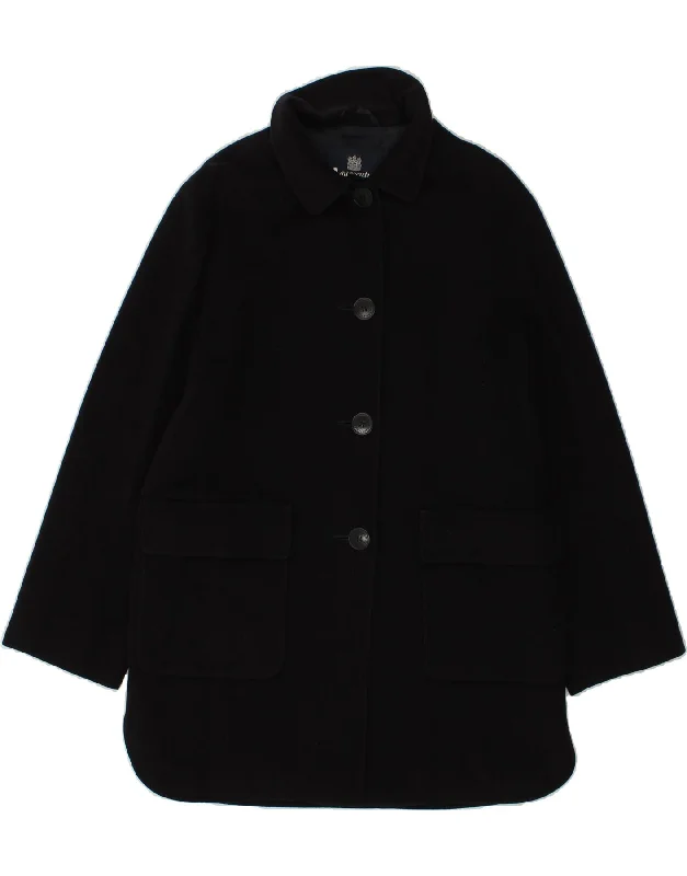 AQUASCUTUM Womens Overcoat UK 14 Medium Navy Blue Wool