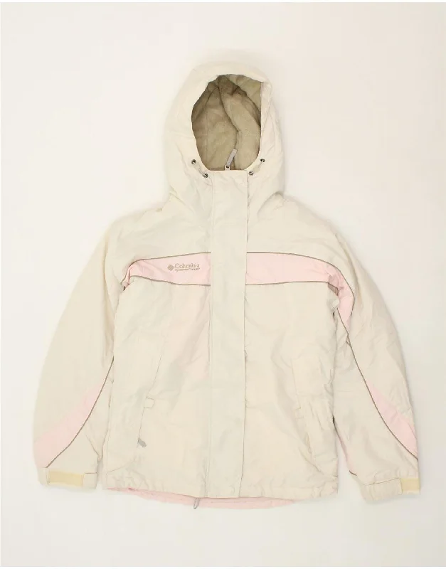 COLUMBIA Womens Hooded Windbreaker Jacket UK 10 Small Off White