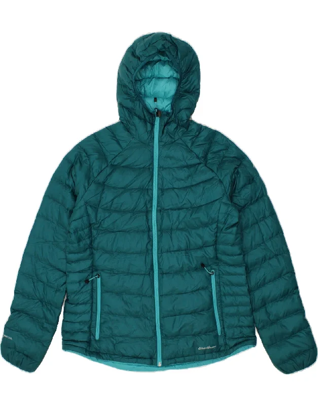 EDDIE BAUER Womens Hooded Padded Jacket UK 18 XL Turquoise Polyester