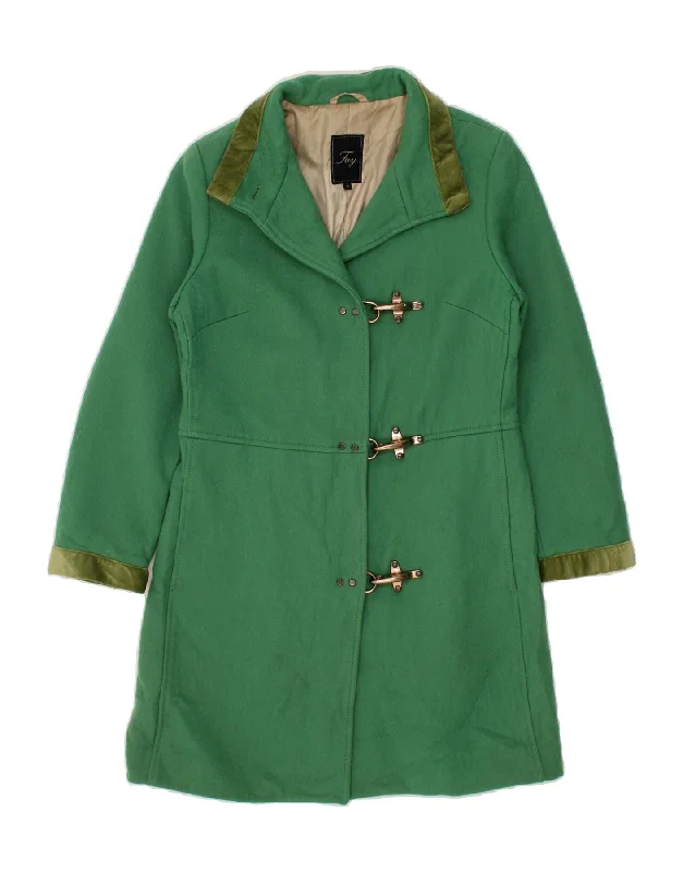 FAY Womens Overcoat UK 10 Small Green Virgin Wool