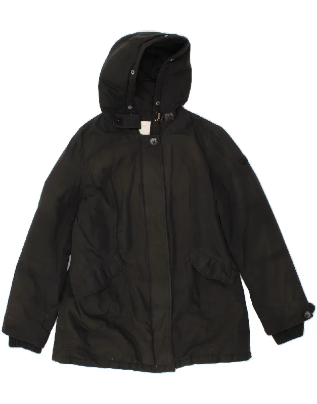 GAS Womens Hooded Padded Jacket UK 16 Large Black