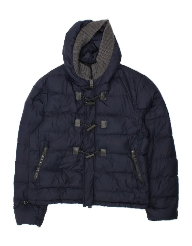 HERNO Womens Hooded Duffle Padded Jacket IT 52 2XL Navy Blue