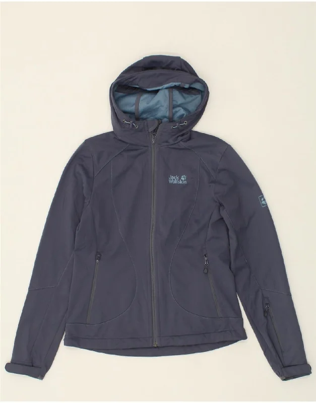 JACK WOLFSKIN Womens Hooded Windbreaker Jacket UK 10 Small Navy Blue