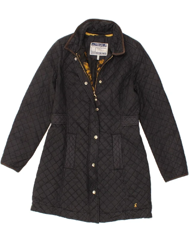 JOULES Womens Quilted Overcoat UK 10 Small Black Polyamide