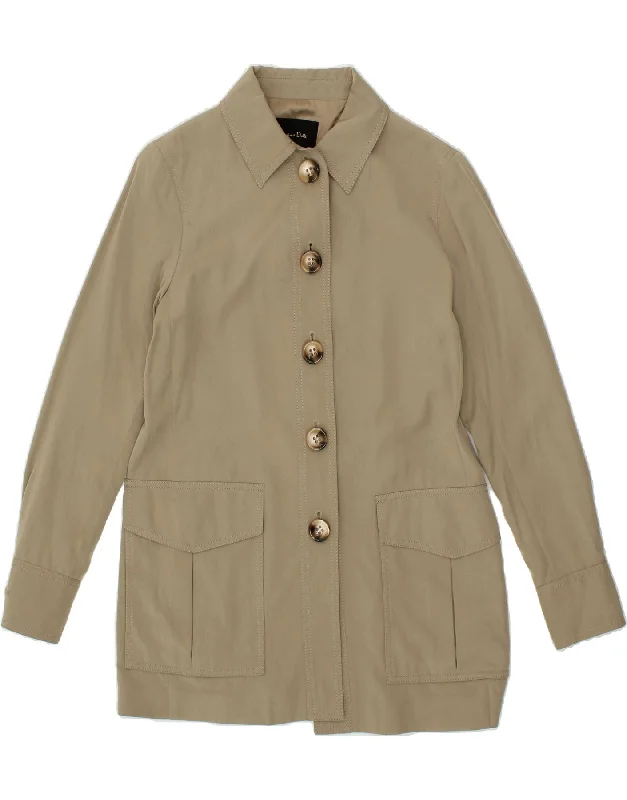 MASSIMO DUTTI Womens Overcoat UK 14 Medium Khaki