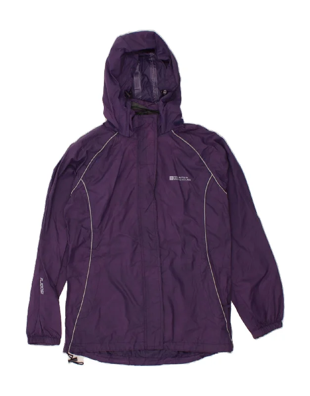 MOUNTAIN WAREHOUSE Womens Hooded Rain Jacket UK 8 Small Purple Nylon