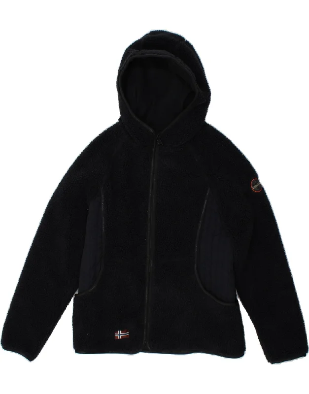 NAPAPIJRI Womens Hooded Fleece Jacket UK 14 Large Black Polyester