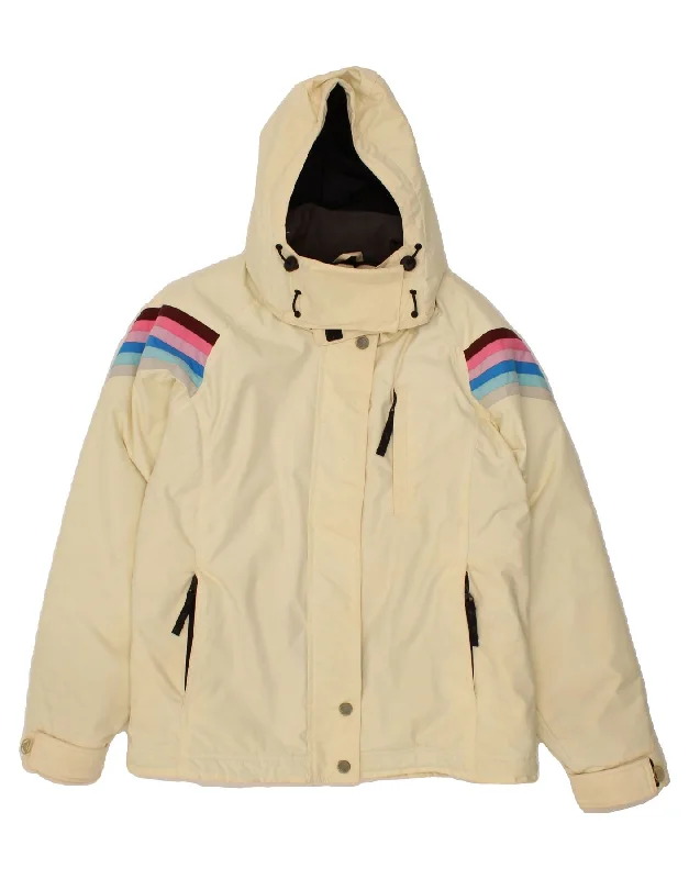 ROXY Womens Hooded Windbreaker Jacket US 3 XS Off White Polyamide