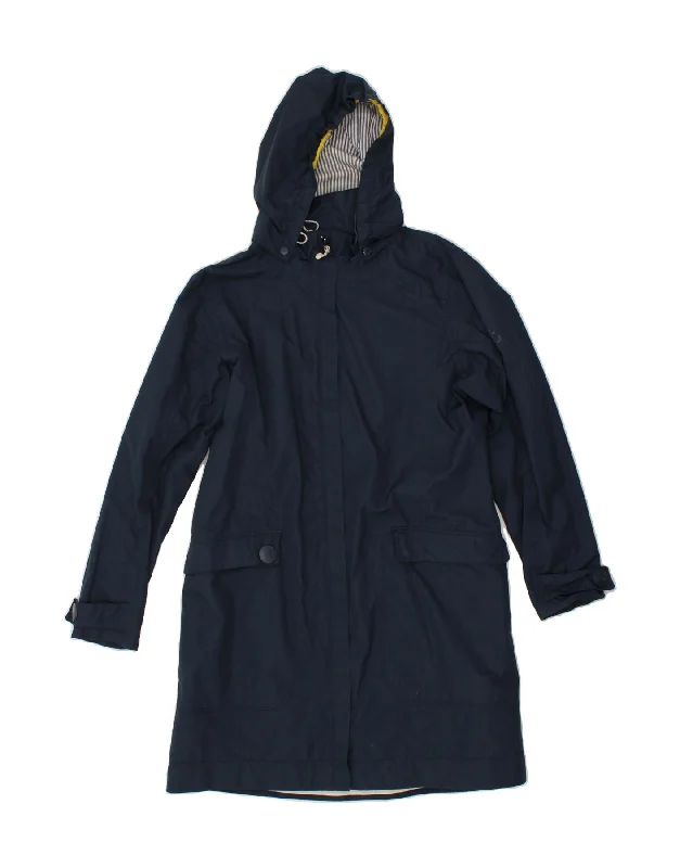 SEASALT CORNWALL Womens Hooded Raincoat UK 14 Large Navy Blue Nylon