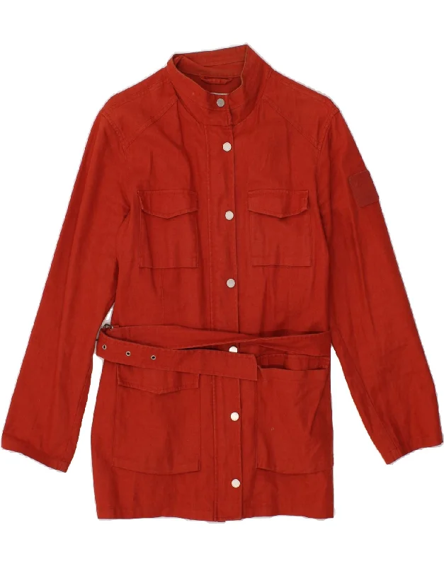 SERGIO TACCHINI Womens Overcoat IT 46 Large Red Linen