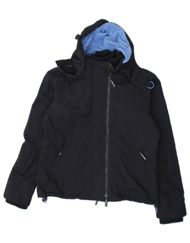 SUPERDRY Womens Windcheater Hooded Windbreaker Jacket UK 18 XL Navy Blue