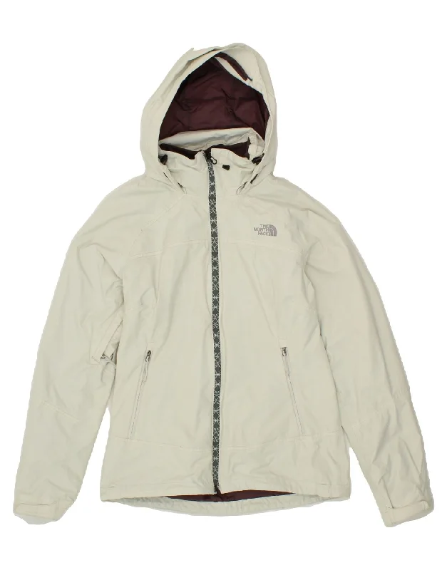 THE NORTH FACE Womens Hooded Rain Jacket UK 10 Small Off White