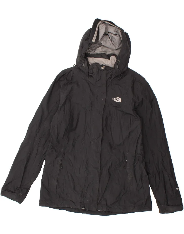 THE NORTH FACE Womens Hooded Rain Jacket UK 16 Large Black Nylon