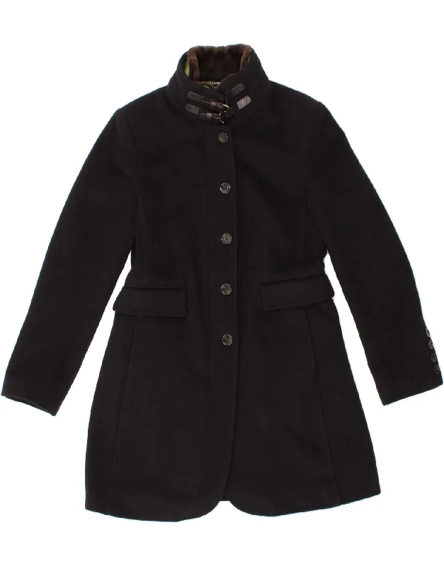 WELLINGTON OF BILMORE Womens Overcoat EU 36 Small Black New Wool