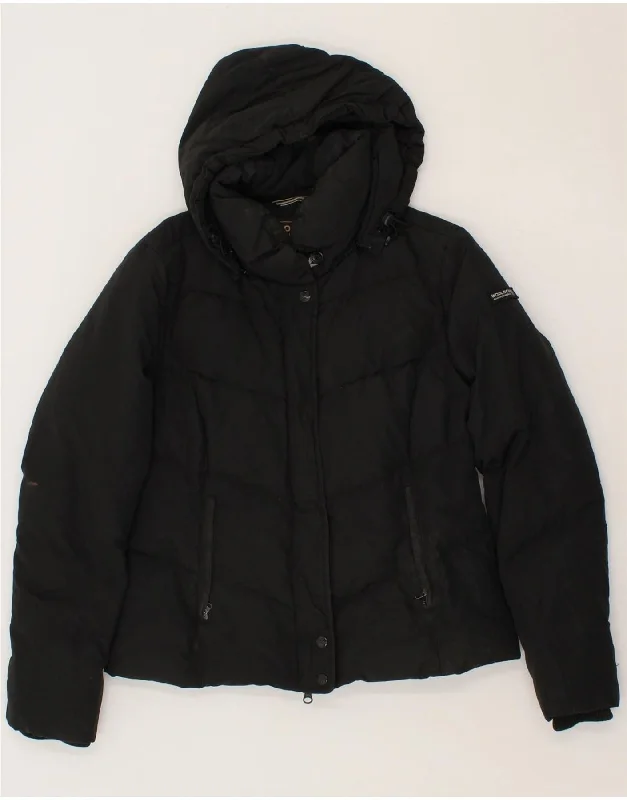 WOOLRICH Womens Hooded Padded Jacket UK 12 Medium Black