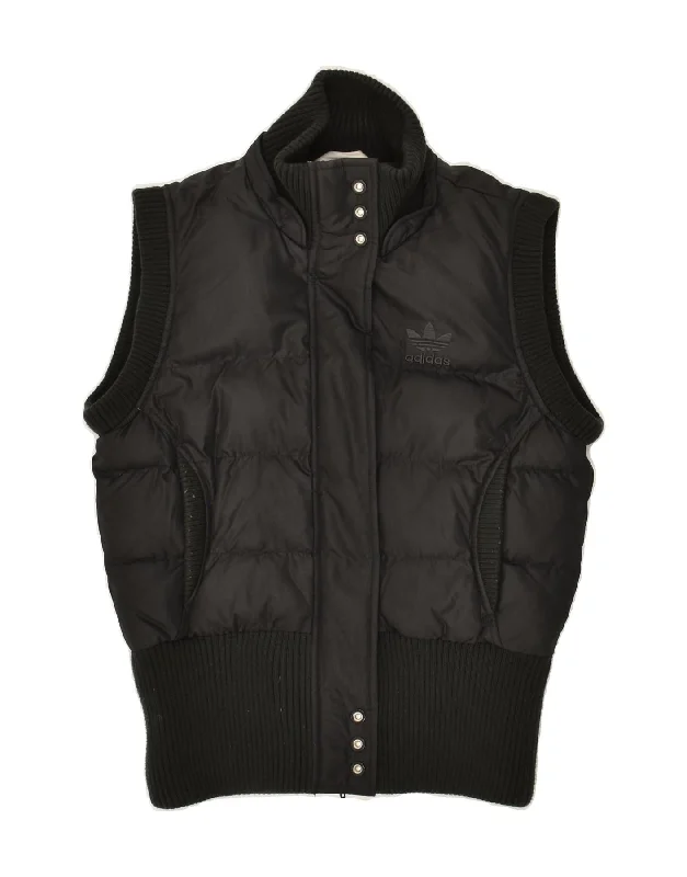 ADIDAS Womens Padded Gilet UK 12 Medium  Black Polyester