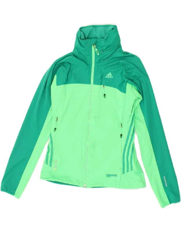 ADIDAS Womens Windbreaker Jacket UK 10 Small Green Colourblock Polyester