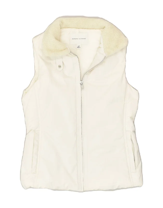 BANANA REPUBLIC Womens Padded Gilet UK 10 Small White Polyester