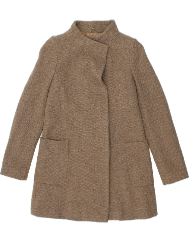 BENETTON Womens Overcoat IT 40 Small Beige Wool