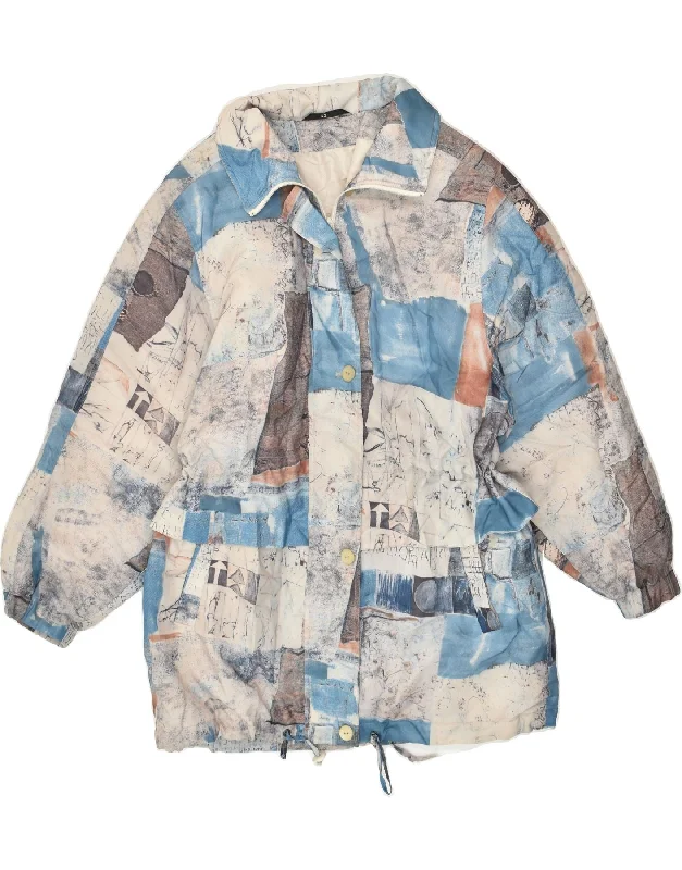 C&A Womens Windbreaker Coat EU 42 Large Grey Patchwork Polyester