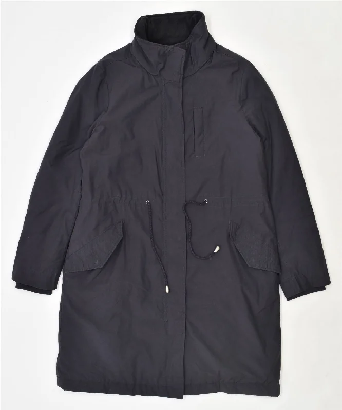 CREW CLOTHING Womens Windbreaker Coat UK 14 Large Navy Blue Cotton