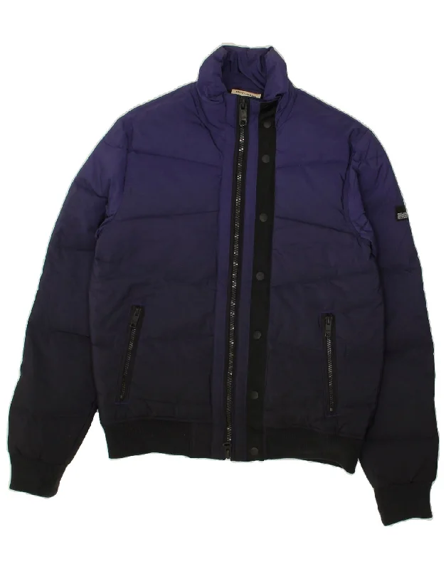 DKNY Womens Padded Jacket UK 10 Small Navy Blue Colourblock Polyester