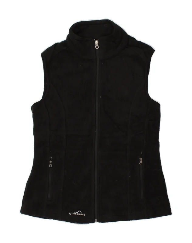 EDDIE BAUER Womens Fleece Gilet UK 10 Small Black Polyester