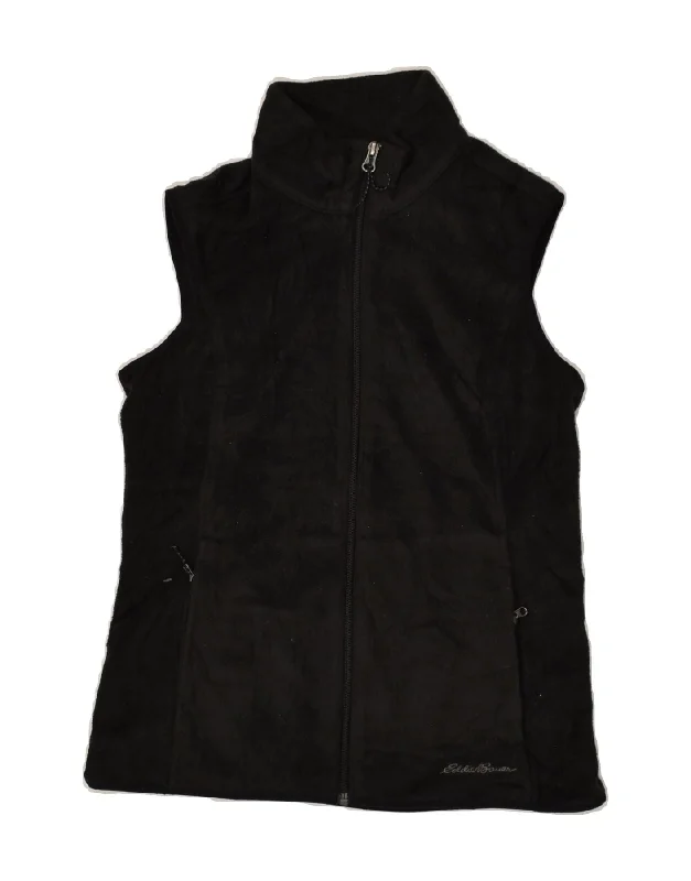 EDDIE BAUER Womens Fleece Gilet UK 10 Small Black Polyester